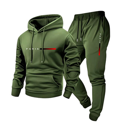 Trainingsanzug für Herren mit Kapuzenpullover und Jogginghose mit Paris-Print